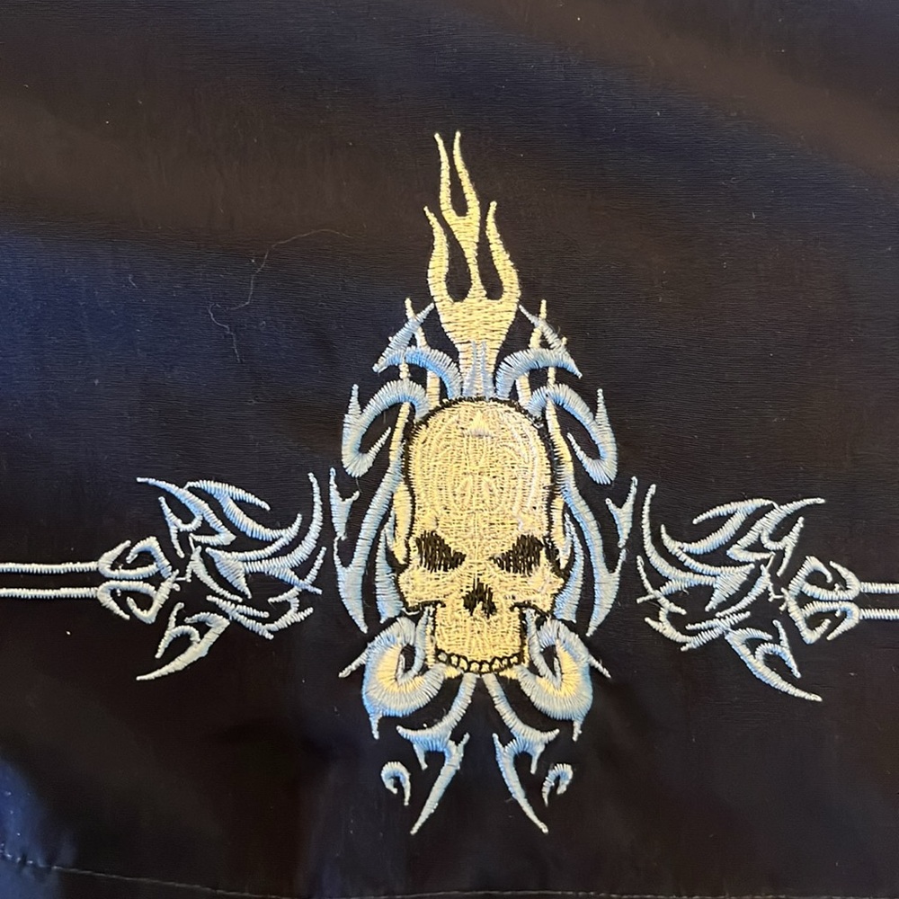 Vintage Sapphire Lounge Shirt Men‎ Medium Blue Button Up Camp Rockabilly Y2K